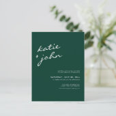Emerald Green Calligraphy Virtual Wedding Uitnodiging Briefkaart (Staand voorkant)