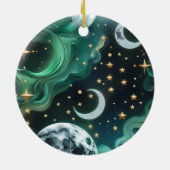 Emerald Green Celestial Moon Phases Ornament (Achterkant)