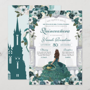 Emerald Green Charro Elegant Princess Quinceanera Kaart