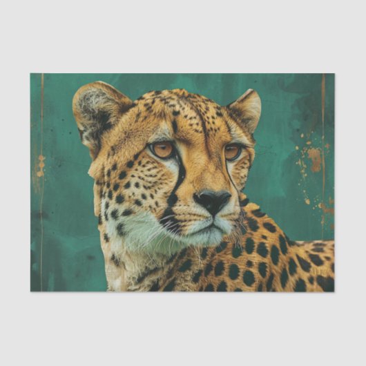 Emerald Green Cheetah Maximalistisch Decor Tissuepapier (Voorkant)