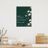 Emerald Green Chinoiserie Mariage Affiche de bienv (Cuisine)