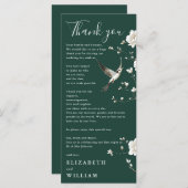 Emerald Green Chinoiserie Mariage Carte de remerci (Devant / Derrière)