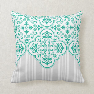 Emerald Green Classy Stripes Damask Kussen