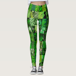 Emerald Green Collage Leggings