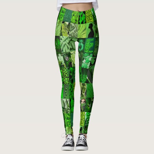 Emerald Green Collage Leggings (Voorkant)