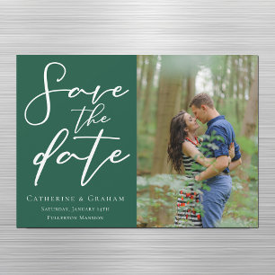 Emerald Green Couple Photo Save the Date Magnet