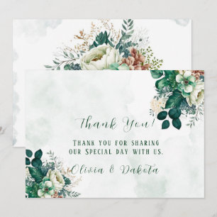 Emerald Green Cream Florals Merci Cartes