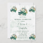 Emerald Green Cream Florals Wedding Celebration Kaart (Voorkant)