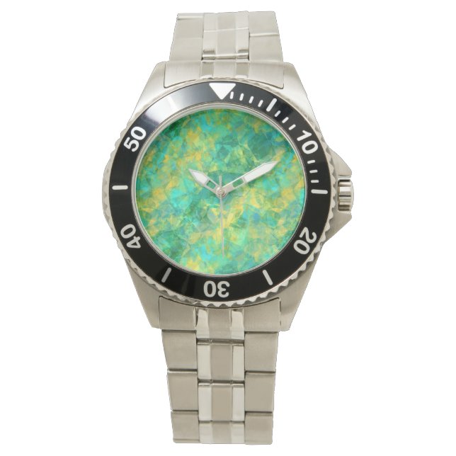Emerald Green Crumpled Texture Horloge (Voorkant)