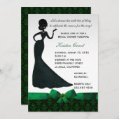 Emerald Green Damask Bridal Shower Uitnodiging (Voorkant / Achterkant)