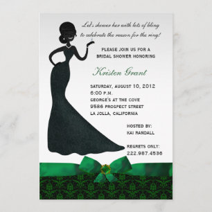 Emerald Green Damask Bridal Shower Uitnodiging