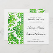 Emerald Green  Damask Lace Save the Date (Voorkant / Achterkant)