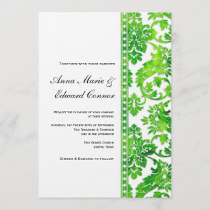 Emerald Green  Damask Lace Wedding Kaart