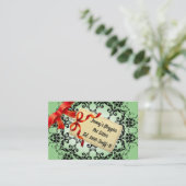 Emerald Green Damask Pattern Pet Sitter Visitekaartje (Staand voorkant)