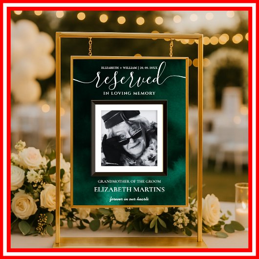 Emerald Green Deceased Reserved Seat Sign  Poster