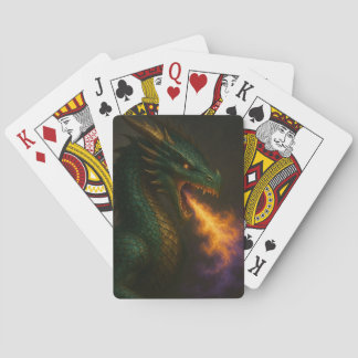 Emerald Green Dragon Ademend Vuur Pokerkaarten