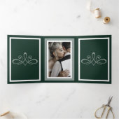Emerald green Drivoudig Letter Fold Program Drieluik Programma (Binnen)