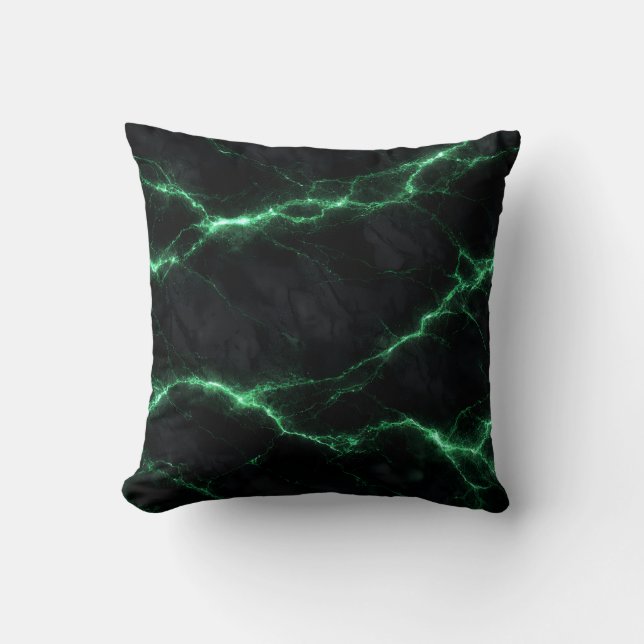 Emerald Green Electric Marble Throw Pillow Kussen (Voorkant)