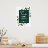 Emerald Green Elegant Floral Mariage Affiche de bi (Cuisine)