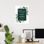 Emerald Green Elegant Floral Mariage Affiche de bi (Bureau à domicile)