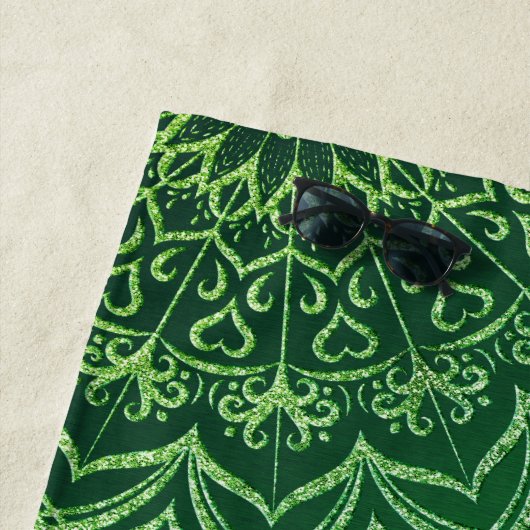 Emerald Green Elegant Mandala Monogrammed Strandlaken (In situ)