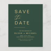 Emerald Green Elegant Save the Date Minimalist (Voorkant)