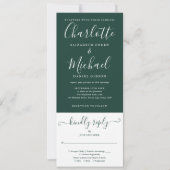 Emerald Green Elegant Script All-in-One Weddenscha Kaart (Voorkant)