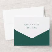 Emerald Green Elegant Script Tear Off Wedding All In One Uitnodiging (Achterkant)