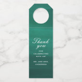 Emerald green elegant simpele bruiloft bedankt flessenhanger (Voorkant)