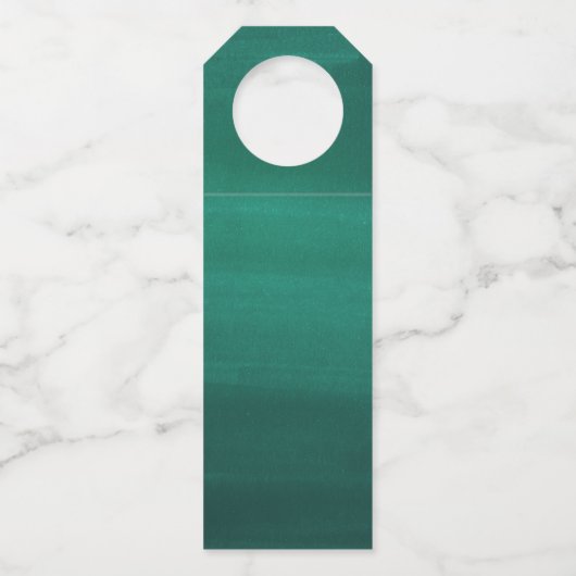 Emerald green elegant simpele bruiloft bedankt flessenhanger (Achterkant)