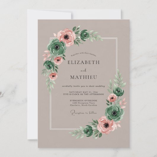 Emerald Green Elegant Succulent Wedding Kaart (Voorkant)
