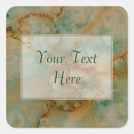 Emerald Green en Copper Gold Marble Vierkante Sticker (Voorkant)