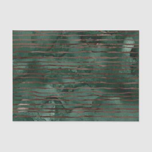Emerald Green en Copper Striped Pattern Tissuepapier (Voorkant)