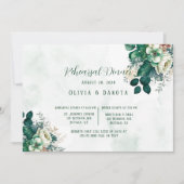 Emerald Green en Cream Florals Rehearsal Dinner Kaart (Voorkant)
