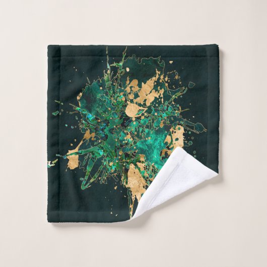 Emerald Green en Gold abstract Bad Handdoek (Wasdoekje)