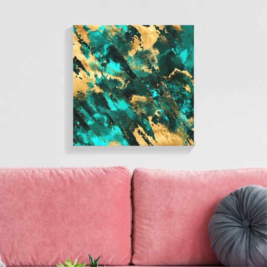 Emerald Green en Gold abstract Canvas Afdruk (Insitu (Woonkamer))