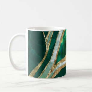Emerald Green en Gold abstract Koffiemok