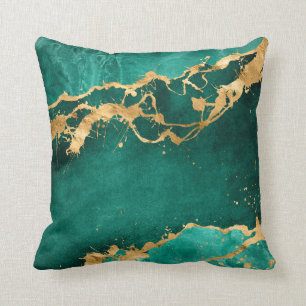 Emerald Green en Gold abstract Kussen