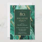 Emerald Green en Gold Agate 80e verjaardag Kaart (Voorkant)