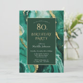 Emerald Green en Gold Agate 80e verjaardag Kaart (Staand voorkant)