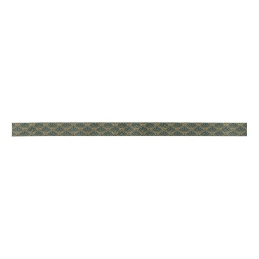 Emerald Green en Gold Art Deco Fan Flower Motif Lint (Voorkant)