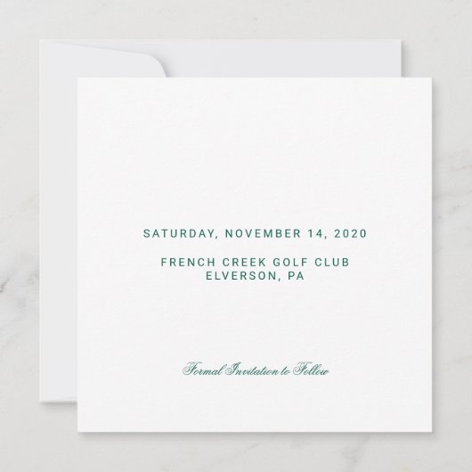 Emerald Green en Gold Botanical Save the Date (Achterkant)