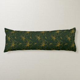 Emerald Green en Gold Floral Body Pillow Lichaamskussen