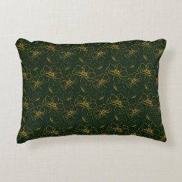 Emerald Green en Gold Floral Lumbar Sierkussen Accent Kussen