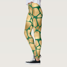 Emerald Green en Gold Giraffe Pattern Leggings