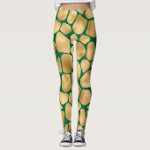 Emerald Green en Gold Giraffe Pattern Leggings (Voorkant)