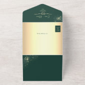Emerald Green en Gold Glitter bruiloft All In One Uitnodiging (Buitenkant)