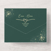 Emerald Green en Gold Glitter bruiloft All In One Uitnodiging (Achterkant)