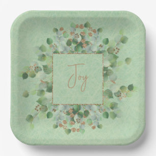 Emerald Green en Gold Glitter Eucalyptus Custom Papieren Bordje