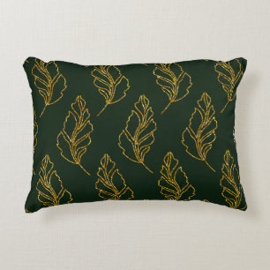 Emerald Green en Gold Leaf Lumbar Sierkussen Accent Kussen